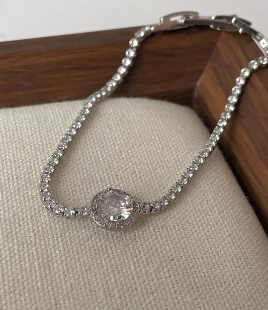 Silver Glazed Rhinestone Bracelet