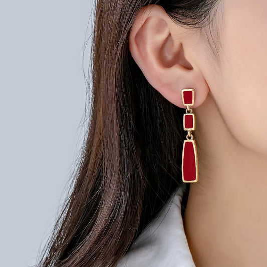 Classy Claire Red Earrings