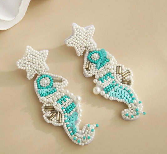 Ivory Coastline Seahorse Earrings