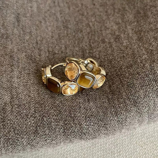 Gold meets Chocolate Brown Hoop Earrings