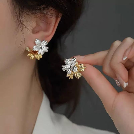 Amber n Ice Flower Earrings