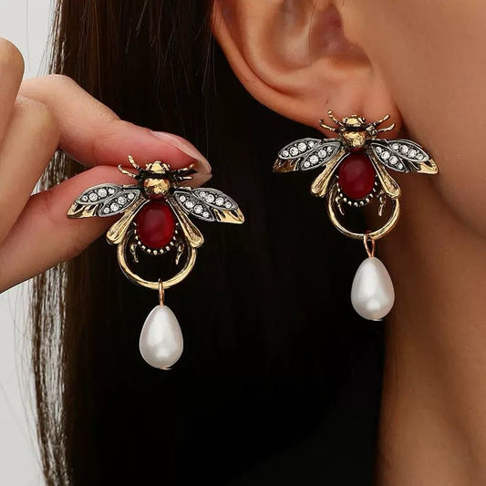 Busy Bee Pearl Earrings