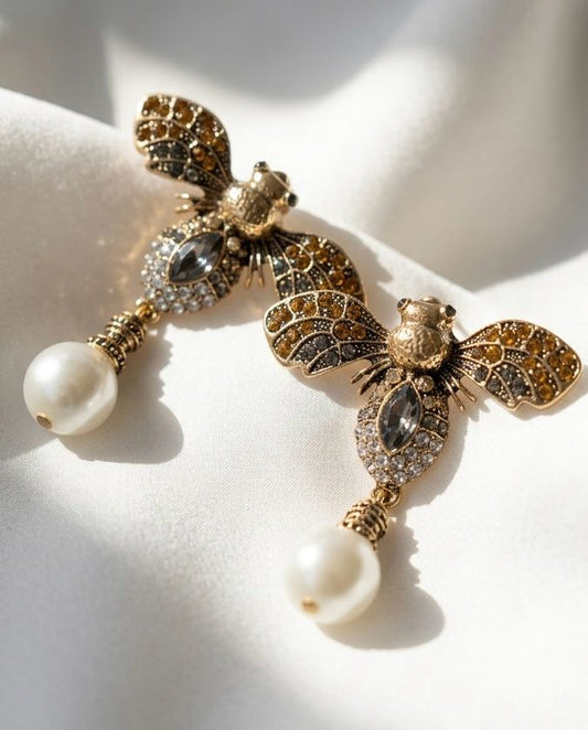 Bee-keeper Pearl Earrings