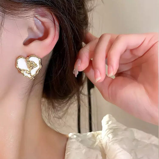 Ivory Romance Melted Heart Studs