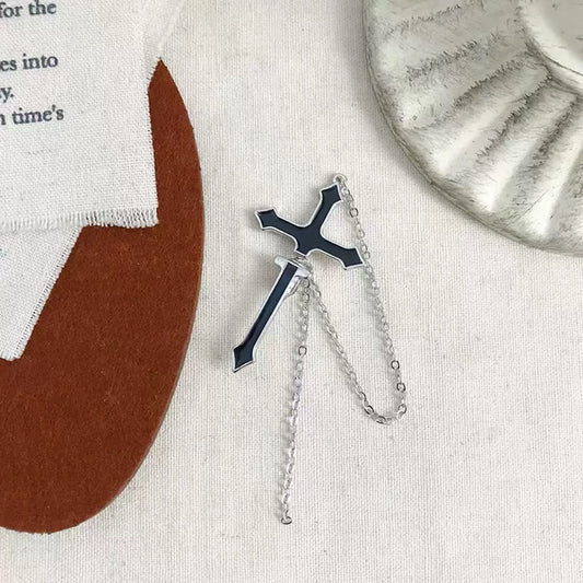 Gothic Romance Draped Cross Brooch earrings (1 pcs)