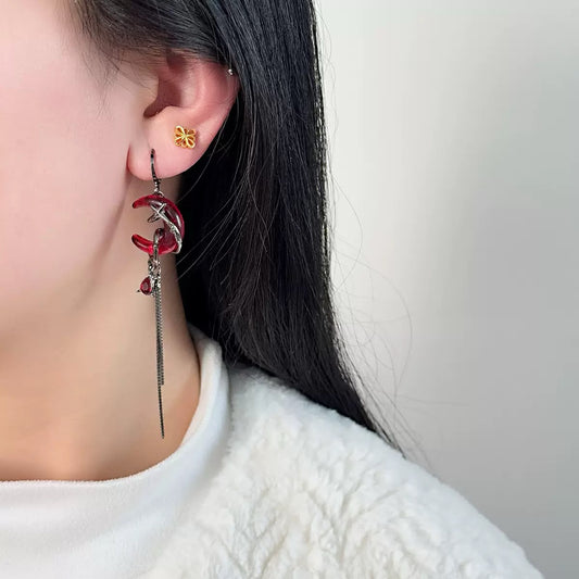 Crimson Eclipse Asymmetric earrings
