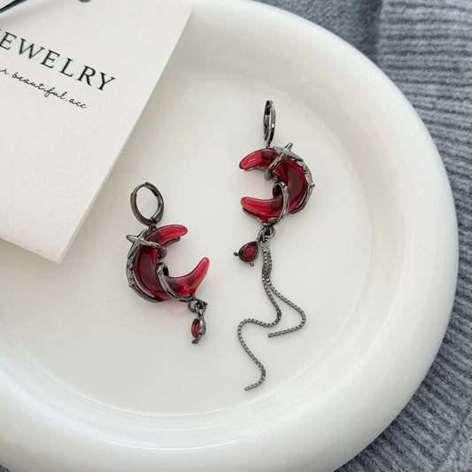 Crimson Eclipse Asymmetric earrings