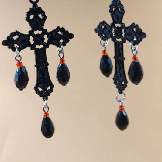 Gothic Romance Baroque Crosses earrings