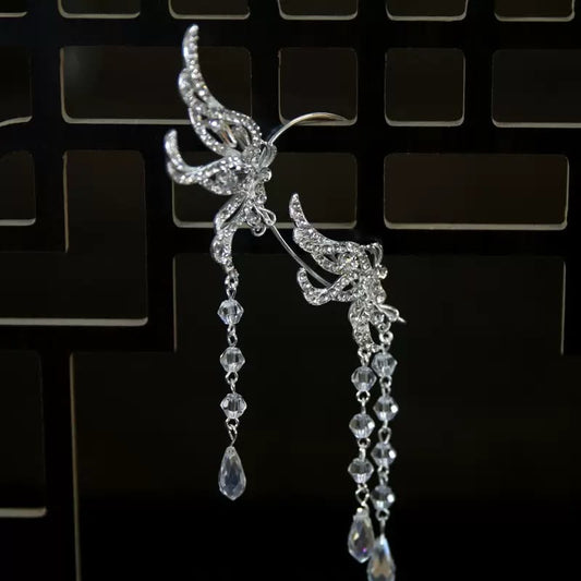 Silver Angel Wing Ear Cuffs