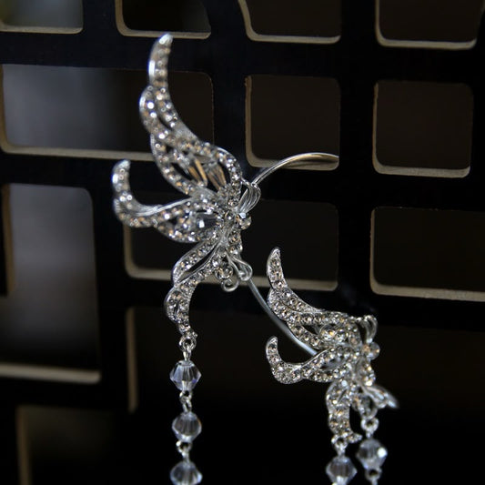 Silver Angel Wing Ear Cuffs