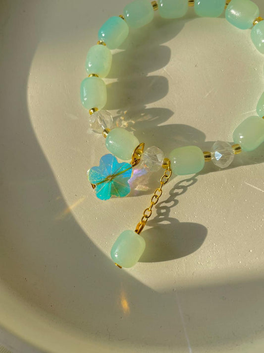 Dreamy Flower Bracelet- green blue