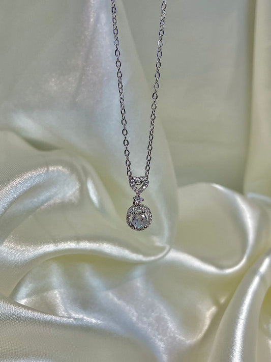 Heart  Solitaire Drop Necklace