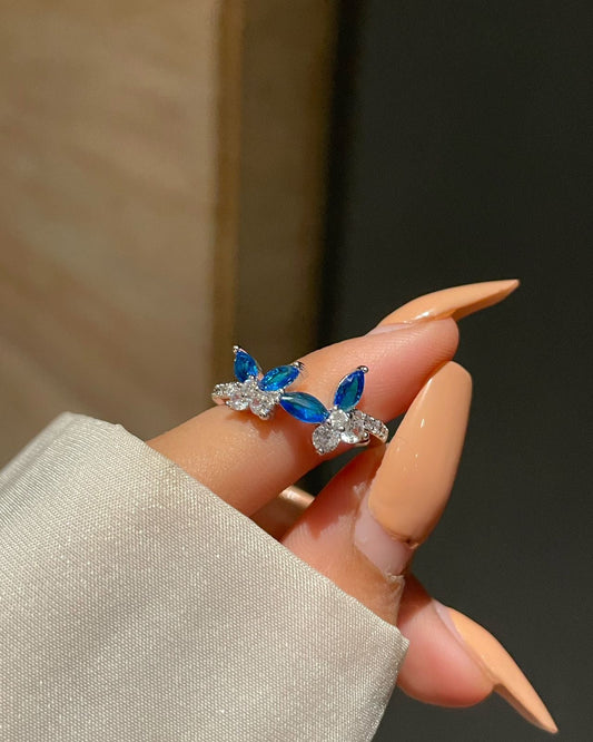 Dual Butterfly Ring- blue