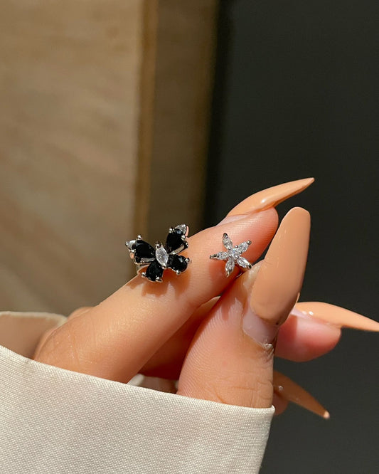 Butterfly Flower Ring- black