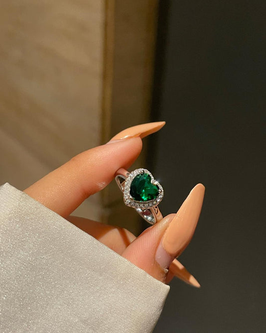 Lovely Heart Ring- green