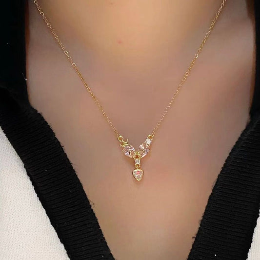 Princess Heart Bow Necklace