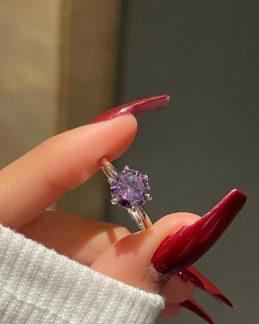 Purple Solitaire Ring