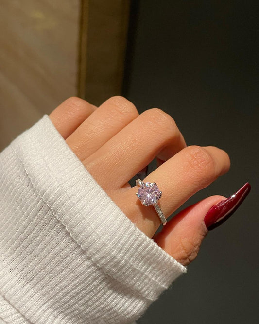 Crown Solitaire Ring- pink