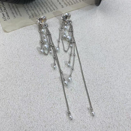 Long Heart Drop Earrings