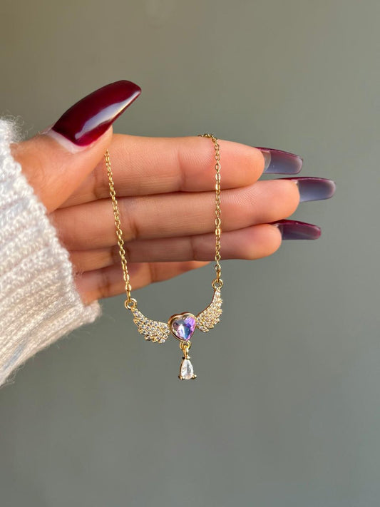 Angel Wings Necklace- purple
