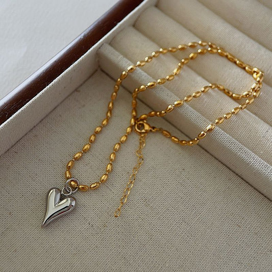Silver meets Gold Heart Necklace