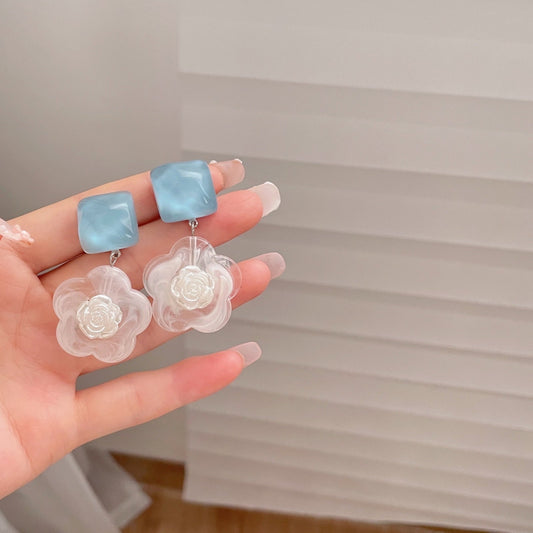 Frosty Iris Crystal Earrings